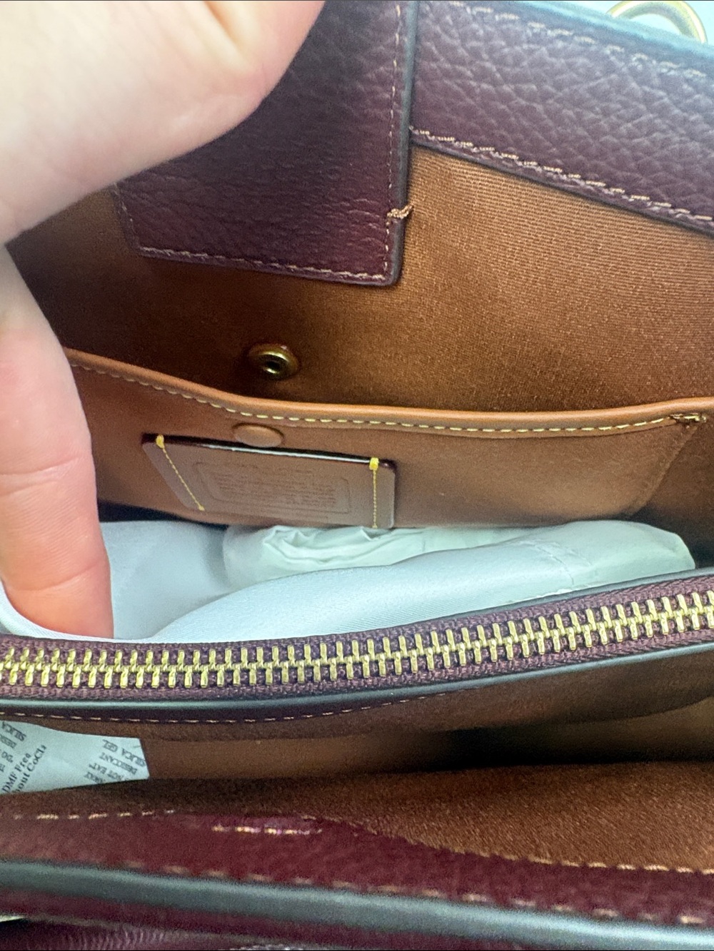 Coach Pebbled Leather Satchel in Wine with Gold Hardware - Picture 7 of 8